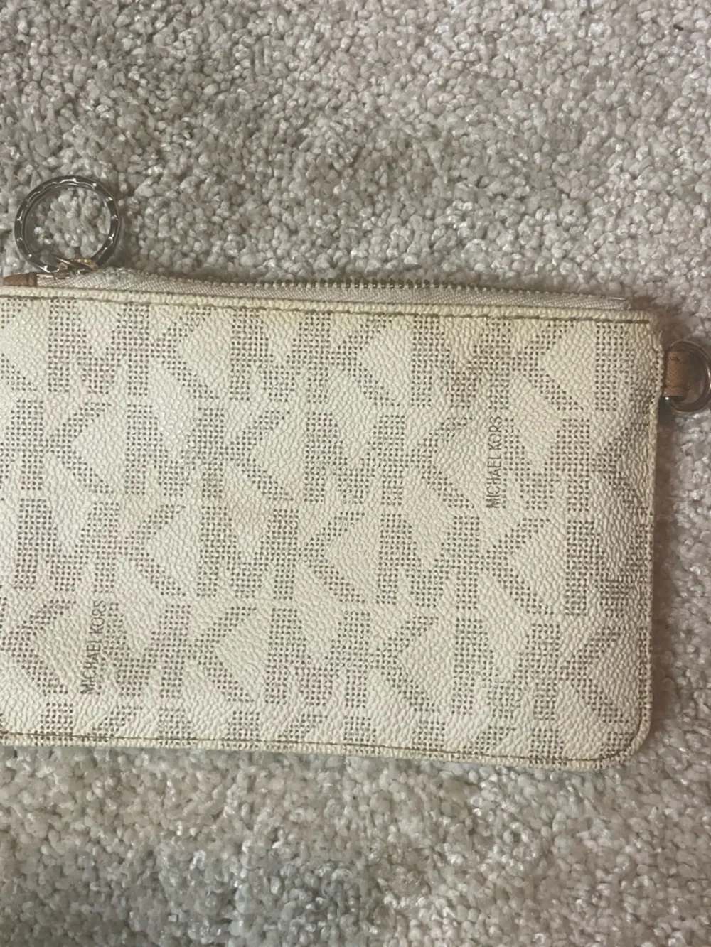 Michael Kors Beige Logo Zip Wristlet